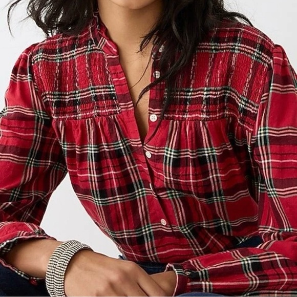 J.Crew Tartan Plaid Popover Blouse - Picture 10 of 10